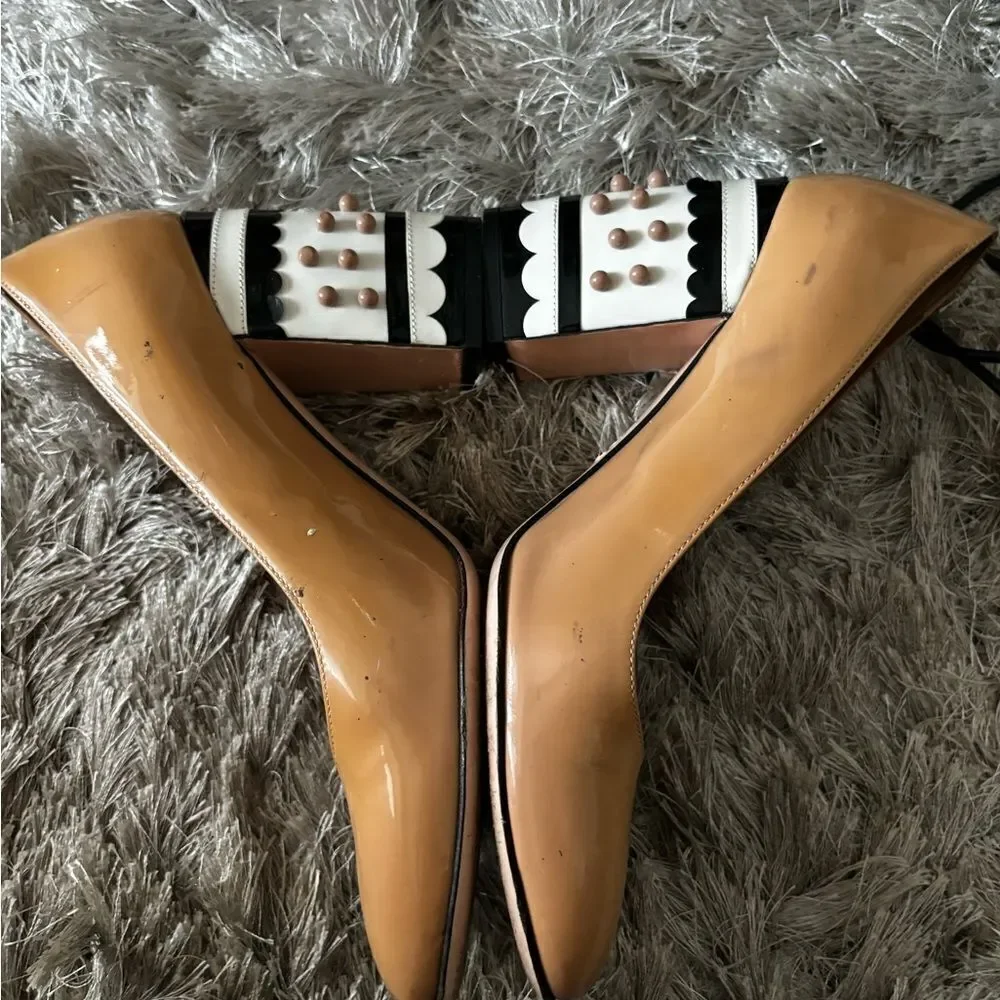 Red valentino runway dress shoes studded heels polka dot 3d ball baby doll pumps
